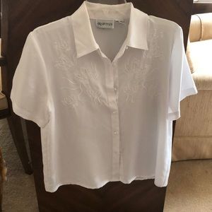 Gorgeous white button down butterfly blouse!